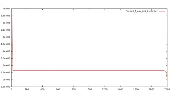 Figure 5: Pression obtenue avec le schéma couplé, pour le cas-test proposé.
