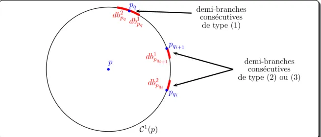 Figure 9 – Exemple de couples demi-branches consécutives de type (1), (2) ou (3)