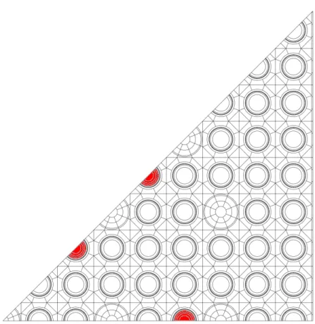 Figure 3.2 G´ eom´ etrie d’assemblage U O 2 Gd 2 O 3 avec un maillage Moulin ` a Vent.