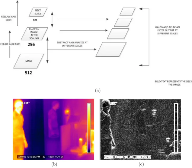 Figure 2.3 DoG (Difference of Gaussian). (a) Scale Space DoG Pyramid Construction (b) Output Response of the filter