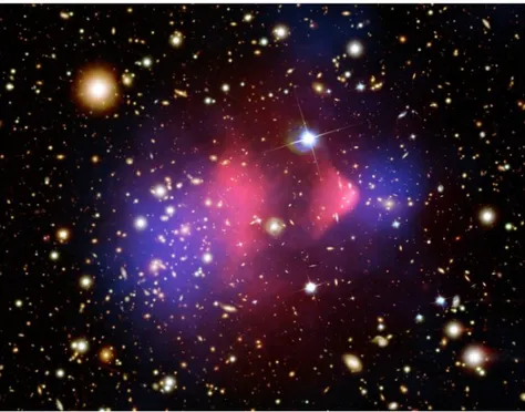 Figure 1.17: Bullet cluster image, taken from the NASA measured by the Chandra X-ray observa- observa-tory [ 77 ].