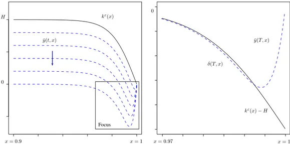 Figure 2.4 – Numerical simulation of the push-down towards the null state and the creation of a boundary residue