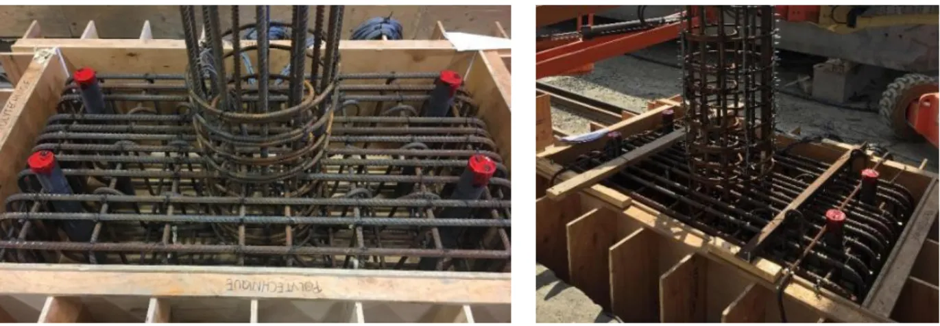 Figure 4-7 : Positionnement des armatures et des tubes de PVC pour la pile de référence 