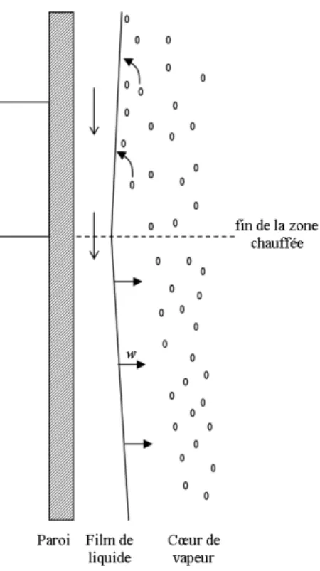 Figure 6.12 D´ epˆ ot de gouttelettes en aval de la zone chauff´ ee.
