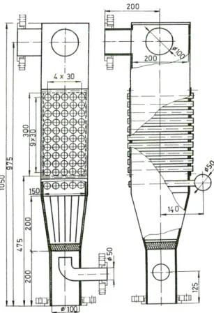 Figure 2.8 Schéma expérimental de la section expérimentale de Ulbrich et Mewes (1994).