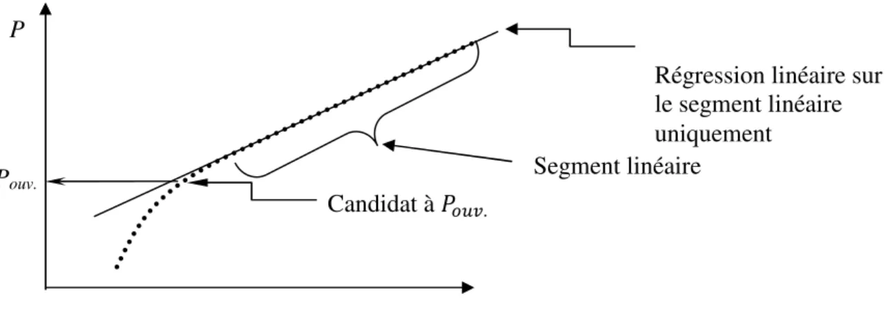 Figure 2-7 Méthode de la régression globale employée sur un diagramme P-v 