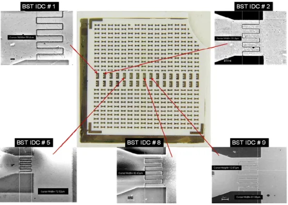 Figure 1.3 : Photographie d’une gaufre d’alumine constituée de multiples capacités IDC  