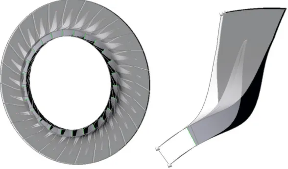 Figure 3.12: Aperçu de la roue et d’un seul passage de l’impulseur conçu 