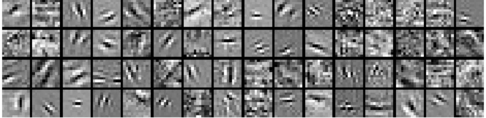 Figure 1.1 Filters learned on a data set of facial expression images.