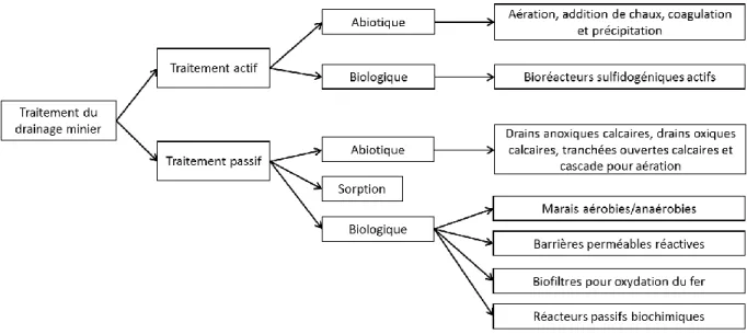 Figure 2-5 : Systèmes de traitement biologique et abiotique de traitement du DMA (adapté de  Genty, 2012) 