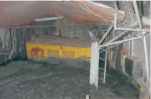 Figure  2.28 :  Matériel  endommagé  par  la  rupture  d'une  barricade  à  la  mine  Cayeli  (d'après  Yumlu et Guresci, 2007) 