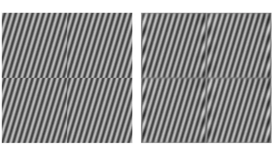 Figure 3.3: Failure case of texture tiling using the periodic component. On the left, one can see the 2 ˆ 2 tiling of a pure wave texture, and on the right, the tiling of its periodic component