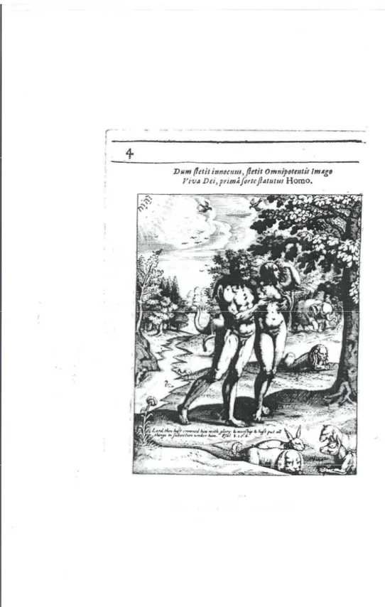 Fig. 1:Fletcher, The historie of the perfect-cursed-blessed man, Flesher, 1628, “Man’s excellencie by his 