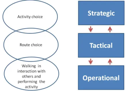 Figure 2.1 Different levels in pedestrian walking behavior. Source : Sahaleh et al. (2012).