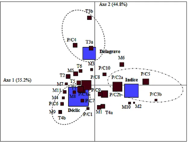 Figure 10. La carte factorielle des types de tâches 