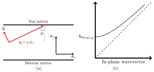 Figure 1.3: (a) Schematic of the cavity and electric ﬁeld for a TM mode. In this conﬁguration, the magnetic ﬁeld is parallel to e y , in the plane of the cavity