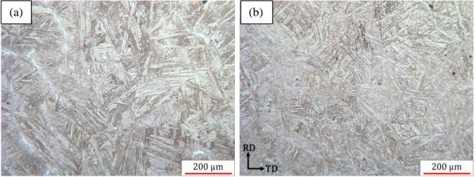 Table   3-1: Prior austenite grain size of the studied materials  Material  Cutting plane  Mean grain size 