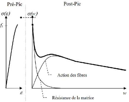 Figure 2-1: Comportement des BRF en traction (de Montaignac, 2011) 