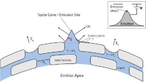 Figure 2.15 Multiple emitter sites on a single emitter tip [5], [18]  