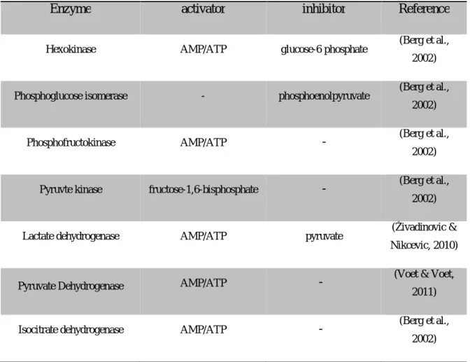 Table  2.6    List of major enzymes involved in the regulation of metabolic reactions  Effector of a regulation mechanism 