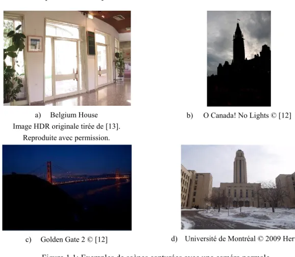 Figure 1.1: Exemples de scènes capturées avec une caméra normale 