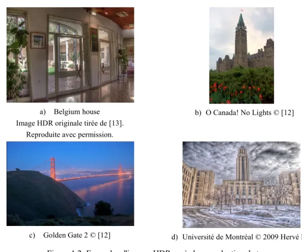 Figure 1.2: Exemples d'images HDR après la reproduction de tons 