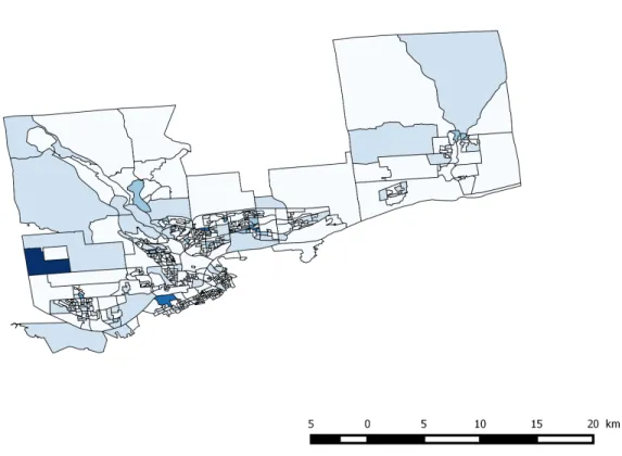 Figure 4.1 SAE for age category 2 (25 to 34 years old) at local level.