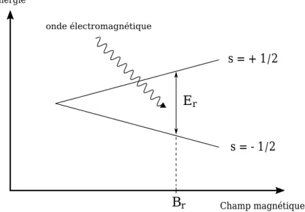 Figure 1 – Séparation des niveaux d’énergie du spin électronique