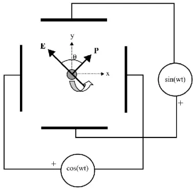 Figure 1-5 - Schéma d'un montage d'électrorotation simple. (Cen et coll. 2004[23]) 