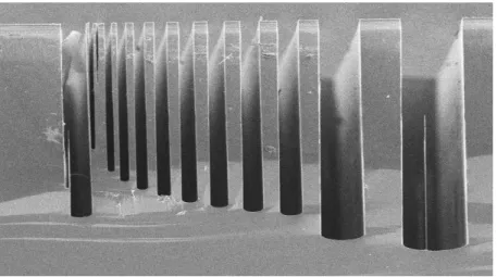 Figure 3.8 Profondeur de gravure et taux de gravure dans une gaufre de Si pour la gravure DRIE selon les paramètres du tableau 3.2 pour 750 cycles.