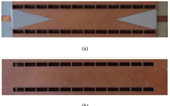 Figure  3.3: Simulated and measured S-parameters of the  back-to-back microstrip line  to outer  waveguide transition