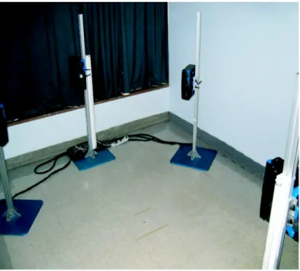 Figure 2.11 Système d’acquisition Inspeck. Quatre caméras selon différentes vues sont utilisées pour générer la topographie de surface du tronc.