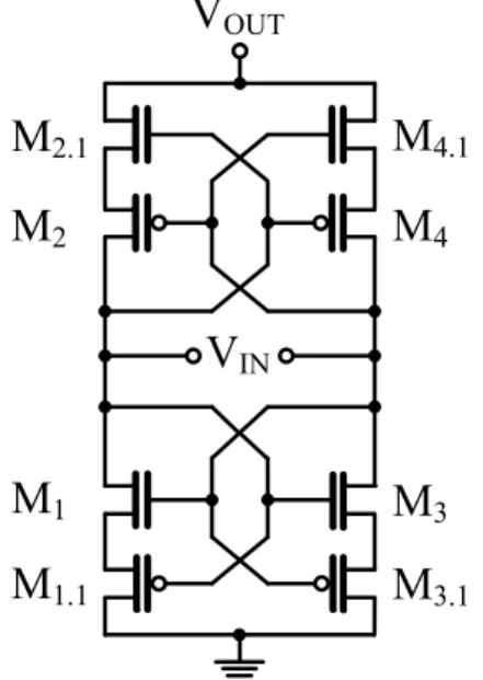 Figure 2.6.  Circuit diagram for a fully gate cross-coupled rectifier in [160]. 