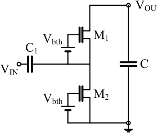 Figure 2.9.  Circuit diagram for an external V Th  cancellation technique in [161]. 