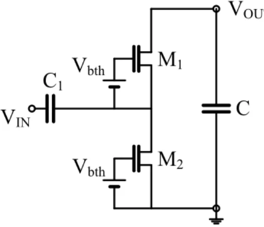 Figure 2.9.  Circuit diagram for an external V Th  cancellation technique in [161]. 