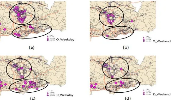 Figure 1-7  Distribution spatiale d’O-D (SHI et LIN, 2014) 