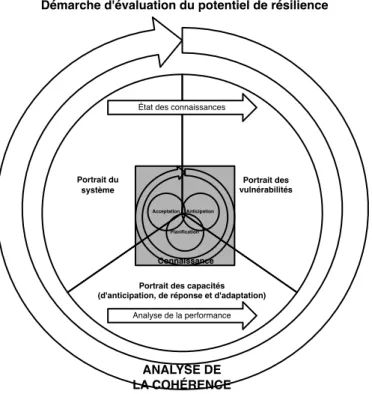 Figure 4-1: Démarche d’évaluation du potentiel de résilience d’une IE  Les sections qui suivent présentent chaque composante de la démarche