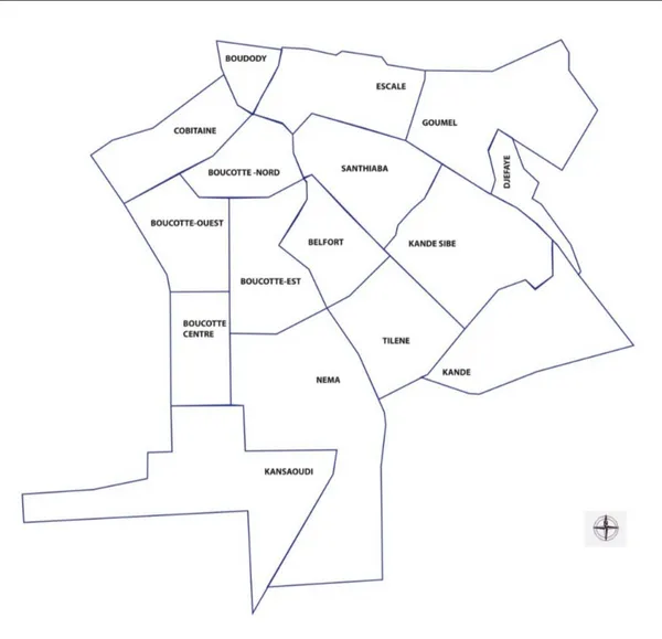 Figure 3. Quartiers de la ville de Ziguinchor où le créole est parlé (d'après Biagui  2012, 1) 