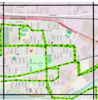 Figure 4.10: Réseau TC de base d’une zone de Montréal 