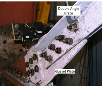 Figure 2.5: Connection pattern for double angle brace at level 1  Table 2.5: Brace connection design 