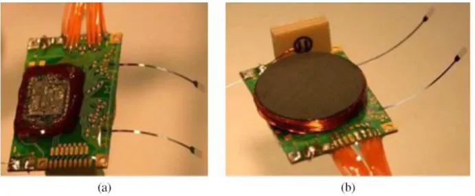 Figure 2.6: Interestim implant-2B 32 channels from North Carolina State University. (a) Top  view showing the implant secured with epoxy