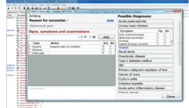 Figure 7: Diagnostic support tool implemented as a plugin to InPS Vision EHR system.