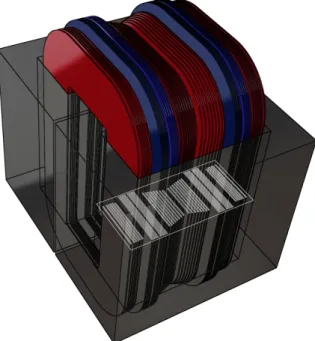 Figure 2.14 The 360 MVA shell-type single-phase two-winding transformer (Lambert et al., 2013, Fig