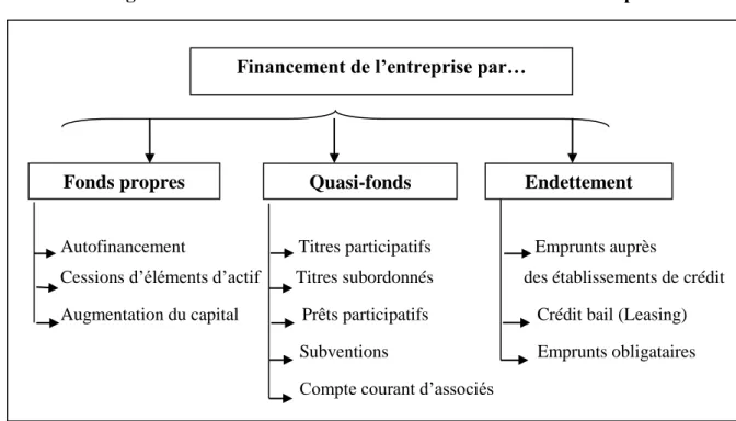 Figure N° 06 : Les différents modes de financement de l’entreprise 