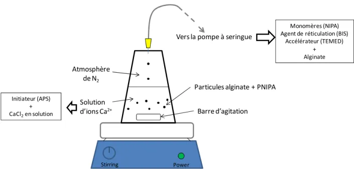 Figure 4.5: Montage de synthèse de particules d'alginate/PNIPA 