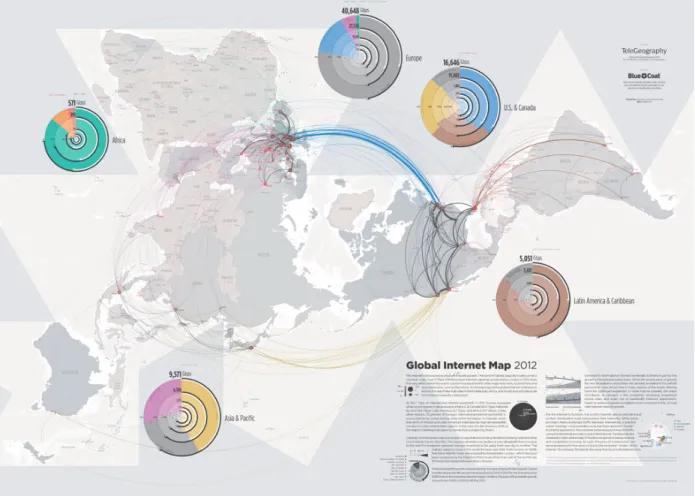 Figure 1.1 – Carte 2012 de la connectivit´ e Internet mondiale