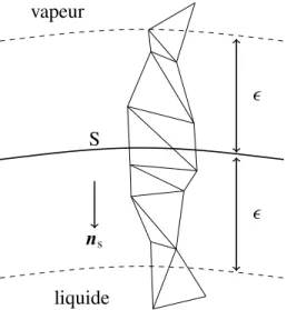 Figure 3.7 Représentation 2D des éléments qui recouvrent la zone de transition entre les fluides