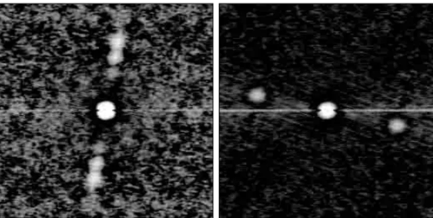 Fig. 5. Examples of C 2 (  ) for γ Ari (left) and γ Del (right). North is in the upper part of the image, East to the left