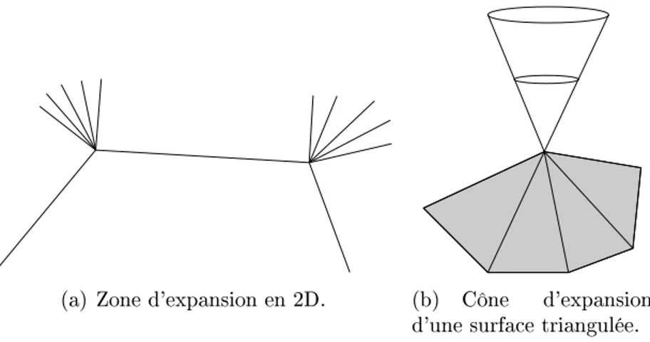 Figure 5: Représentation des zones d'expansion dans la solution due à la discrétisation