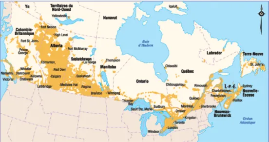 Figure 1.2 Couverture du territoire canadien par l’opérateur Koodo Mobile en 2010 (source : Koodo Mobile)